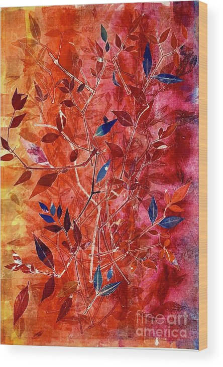 Leaves Wood Print featuring the painting Natures Treasures 1 by Sherry Harradence