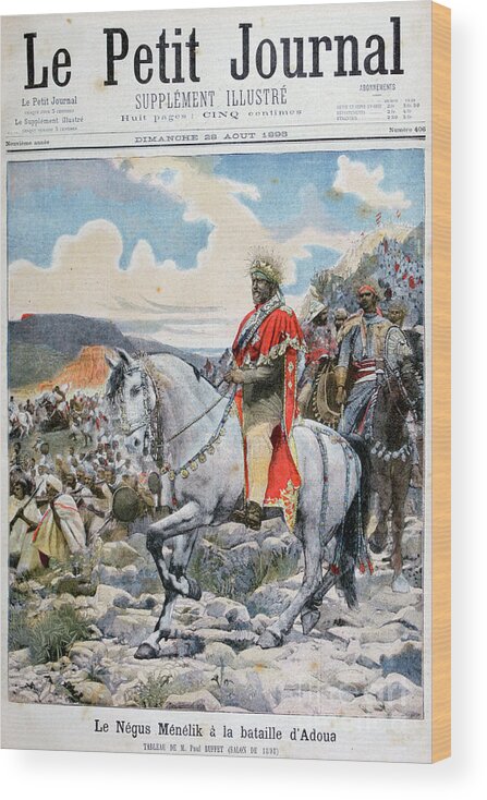Horse Wood Print featuring the drawing Negus Of Ethiopia, Menelik II by Print Collector