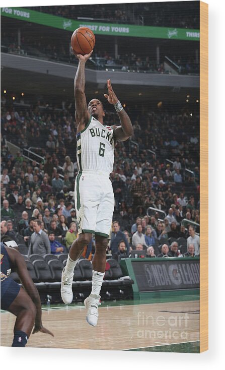 Nba Pro Basketball Wood Print featuring the photograph New Orleans Pelicans V Milwaukee Bucks by Gary Dineen