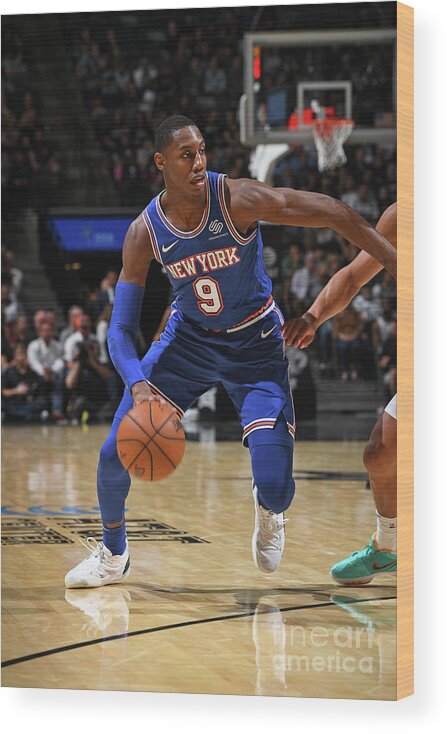 Nba Pro Basketball Wood Print featuring the photograph New York Knicks V San Antonio Spurs by Garrett Ellwood
