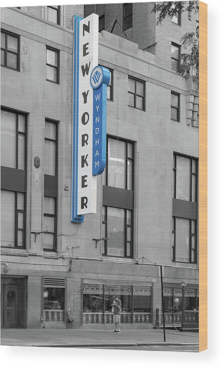 New Yorker Wyndham Wood Print featuring the photograph New Yorker Wyndham by Sharon Popek