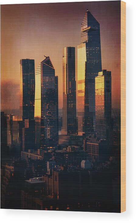 Photography Wood Print featuring the digital art New York Sunset by Terry Davis