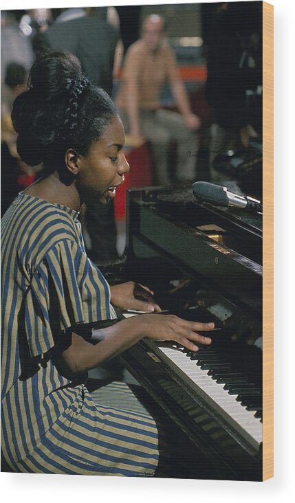 Singer Wood Print featuring the photograph Nina Simone On Ready Steady Go by Popperfoto