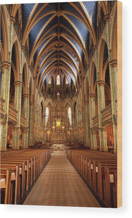 Arch Wood Print featuring the photograph Notre Dame Cathedral Ottawa by Pgiam