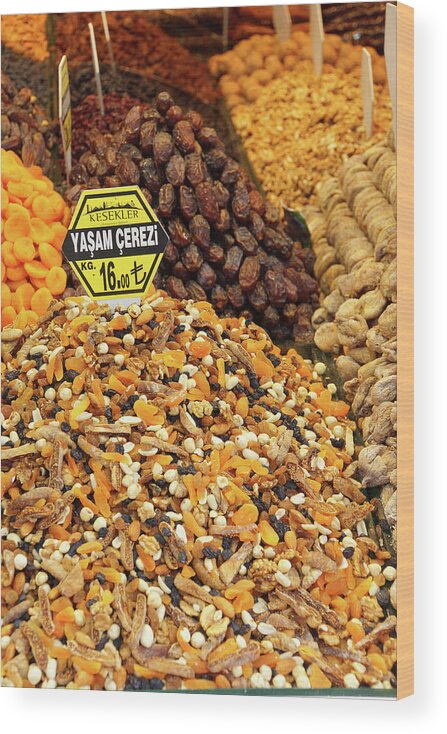Istanbul Wood Print featuring the photograph Nuts and other snacks by Steve Estvanik