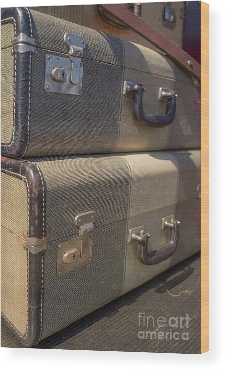 Travel Wood Print featuring the photograph Old Suitcases Stowe Vermont by Edward Fielding