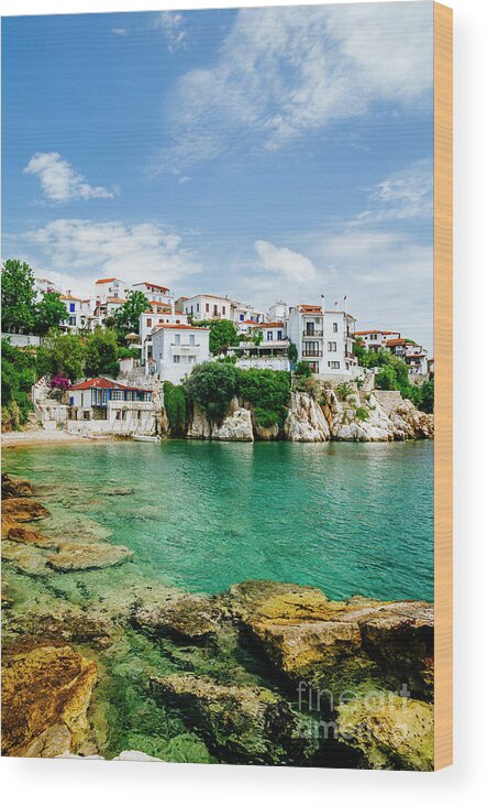 Skiathos Wood Print featuring the photograph Old town view of Skiathos island, Sporades, Greece. by Jelena Jovanovic