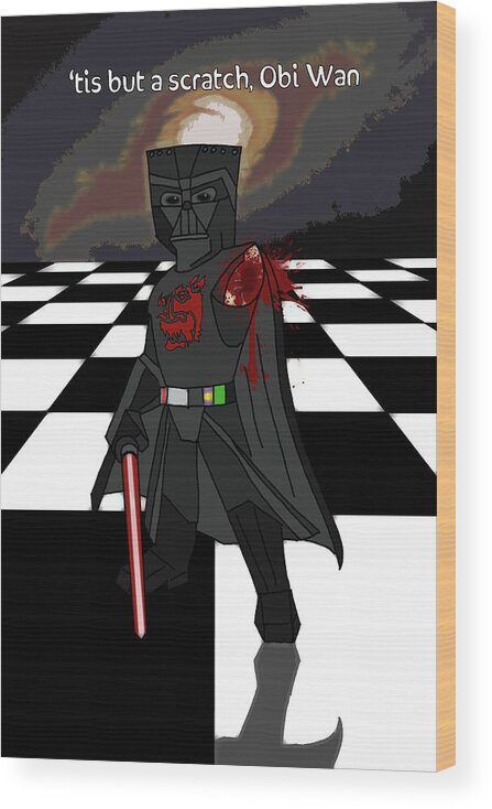 Darth Vader Wood Print featuring the digital art Only a Scratch by John Haldane