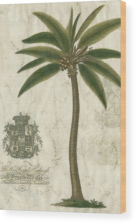 Botanical & Floral Wood Print featuring the painting Palm Fresco II by Vision Studio