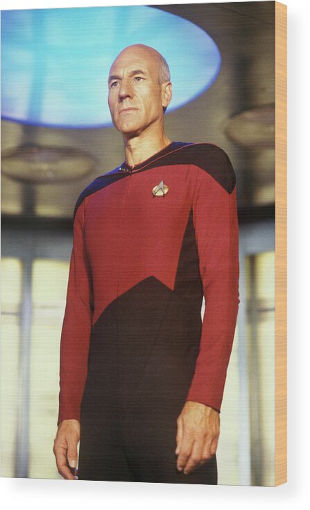 1980-1989 Wood Print featuring the photograph Patrick Stewart Of Star Trek The Next by George Rose