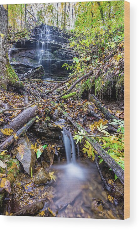Fall Hollow Wood Print featuring the photograph Peaceful Waterfalls by Jordan Hill