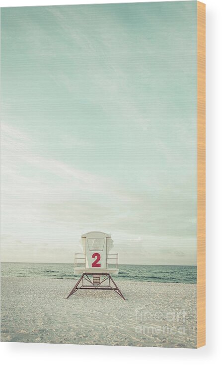 America Wood Print featuring the photograph Pensacola Beach Lifeguard Tower 2 Retro Vertical Photo by Paul Velgos