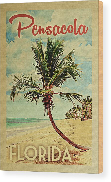 Pensacola Wood Print featuring the digital art Pensacola Florida Palm Tree by Flo Karp
