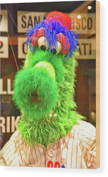 Sport Wood Print featuring the photograph Phillie Phanatic by Mike Martin