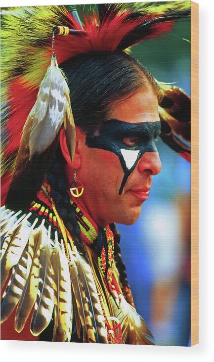 Native Wood Print featuring the photograph Portrait of a Native American by Bill Jonscher