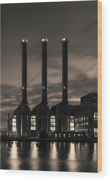 Architectural Wood Print featuring the photograph Power Station Providence RI I Toned by David Gordon