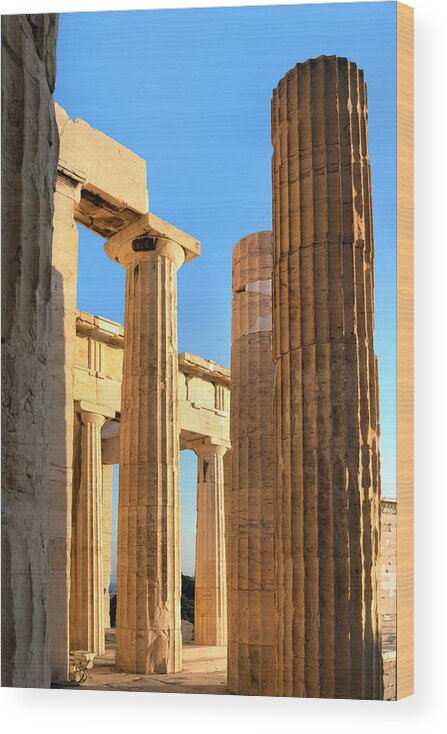 Estock Wood Print featuring the digital art Propylaea, Athens Greece by Claudia Uripos