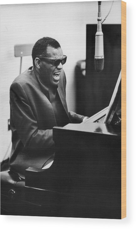 Singer Wood Print featuring the photograph Ray Charles In La by Hulton Archive