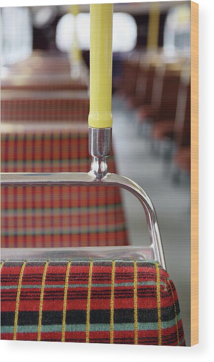 Pole Wood Print featuring the photograph Retro Bus Seats by Richard Newstead