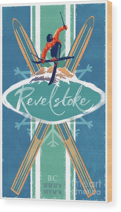 Ski Art Wood Print featuring the painting Revelstoke Ski Poster by Sassan Filsoof