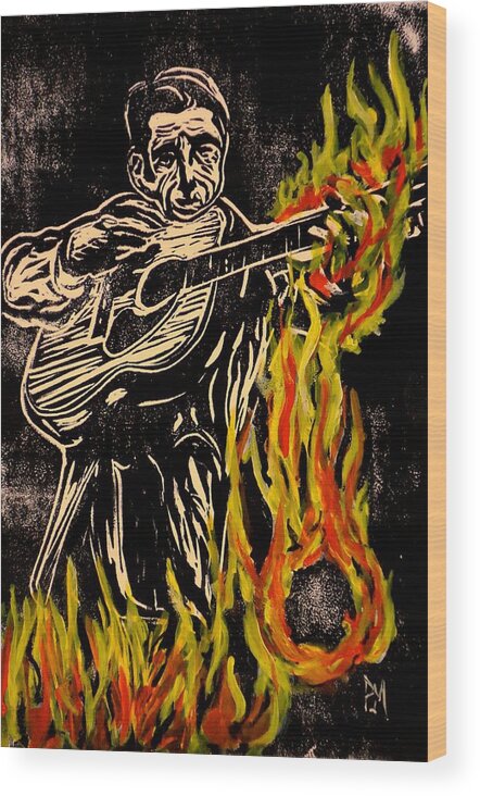 Johnny Cash Wood Print featuring the mixed media Ring Of Fire by Pete Maier