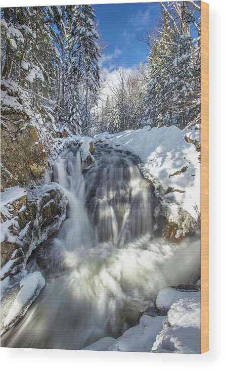 Roaring Wood Print featuring the photograph Roaring Brook Winter Falls by White Mountain Images