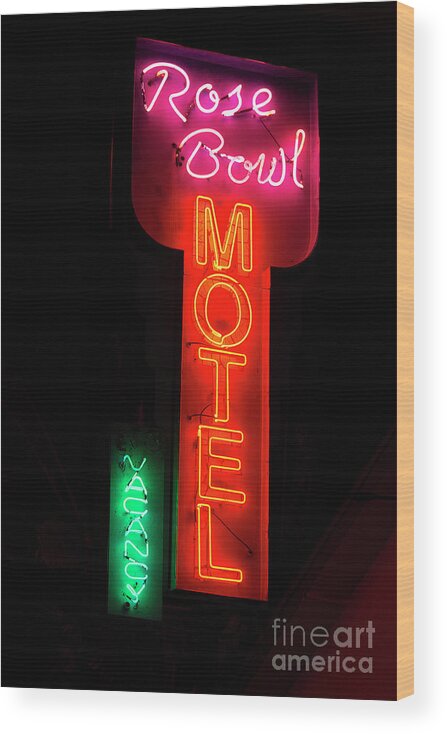 California Wood Print featuring the photograph Rose Bowl Motel by Lenore Locken