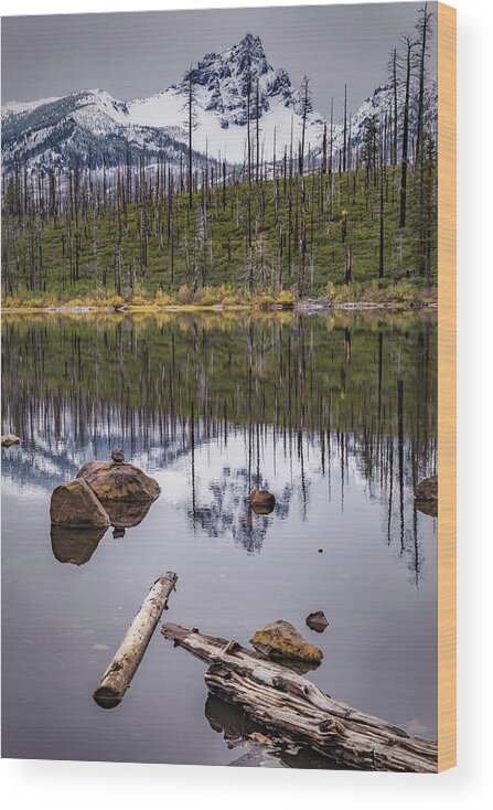 Lake Wood Print featuring the photograph Round Lake Reflection by Cat Connor
