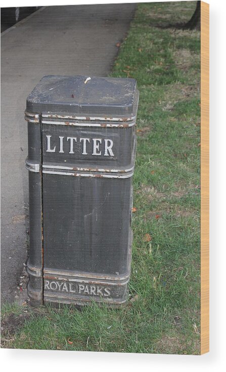 Litter Wood Print featuring the photograph Royal Park Garbage Can by Laura Smith