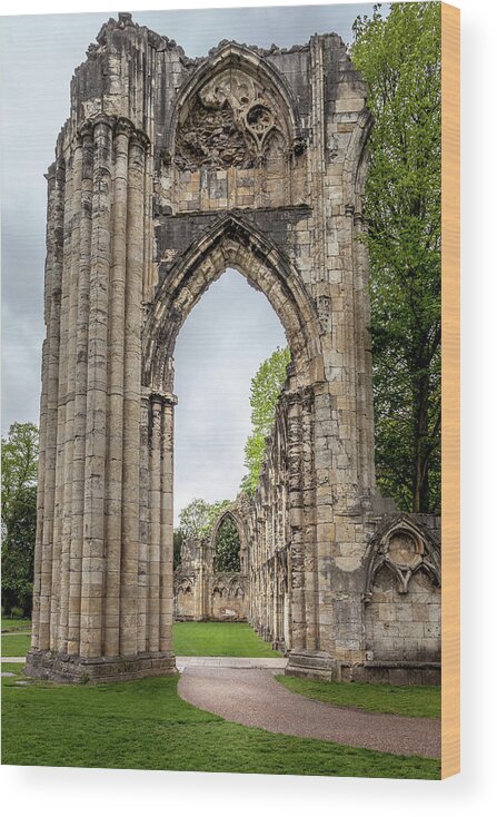 Yorkshire Wood Print featuring the photograph Ruins of St. Mary's Abbey, York by W Chris Fooshee