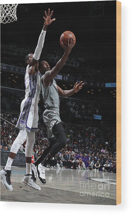 Theo Pinson Wood Print featuring the photograph Sacramento Kings V Brooklyn Nets by Nathaniel S. Butler