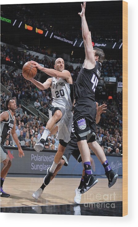 Nba Pro Basketball Wood Print featuring the photograph Sacramento Kings V San Antonio Spurs by Mark Sobhani