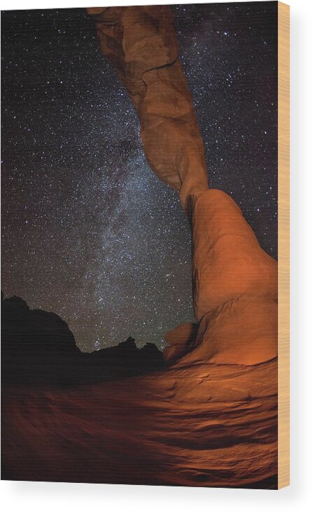 Tranquility Wood Print featuring the photograph Sandstone Arch Meets Milky Way Skies by Mike Berenson / Colorado Captures