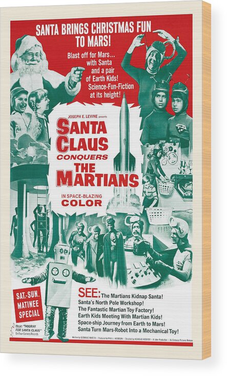 Movie Wood Print featuring the painting Santa Claus Conquers the Martians by Unknown