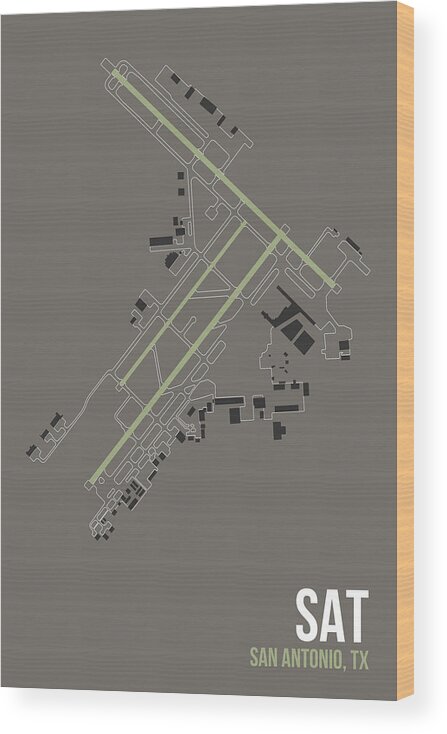 Sat Airport Layout Wood Print featuring the digital art Sat Airport Layout by O8 Left