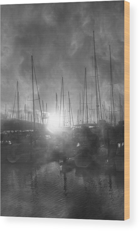 Sausalito Wood Print featuring the photograph Sausalito California Mystical Magical Harbor Sunrise by Betsy Knapp