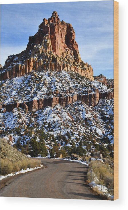 Capitol Reef National Park Wood Print featuring the photograph Scenic Drive Beneath Hanks Butte in Capitol Reef by Ray Mathis