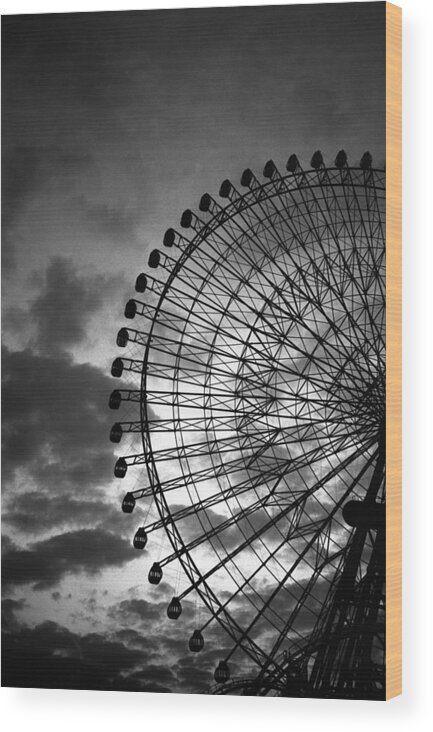Yokohama Wood Print featuring the photograph Shilouette Of Ferris Wheel by Snap Shooter Jp