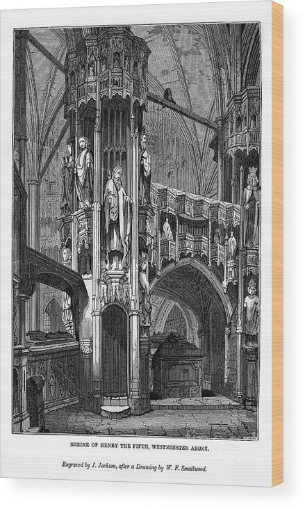 Cella Designs Wood Print featuring the drawing Shrine Of Henry V, Westminster Abbey by Print Collector