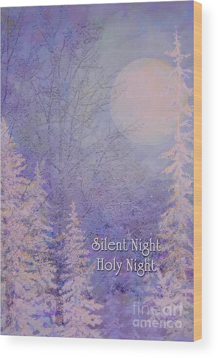 Christmas Card Wood Print featuring the mixed media Silent Night by Malanda Warner