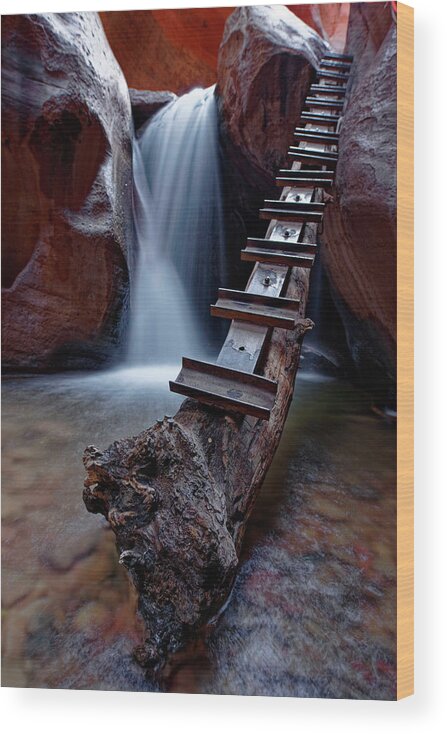 Waterfall Wood Print featuring the photograph Slippery When Wet by Jonathan Davison