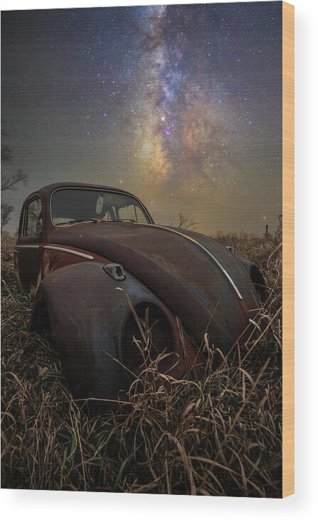 Milky Way Wood Print featuring the photograph Slug Bug 'Rust' by Aaron J Groen