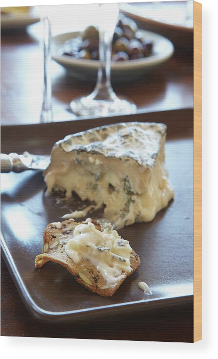 Temptation Wood Print featuring the photograph Soft Cheese With Crackers by James Baigrie