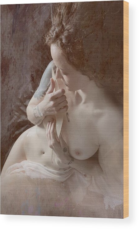 Fine Art Nude Wood Print featuring the photograph Soft Dreams by Olga Mest