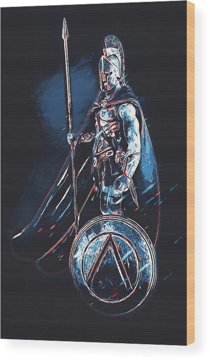 Spartan Warrior Wood Print featuring the painting Spartan Hoplite - 46 by AM FineArtPrints