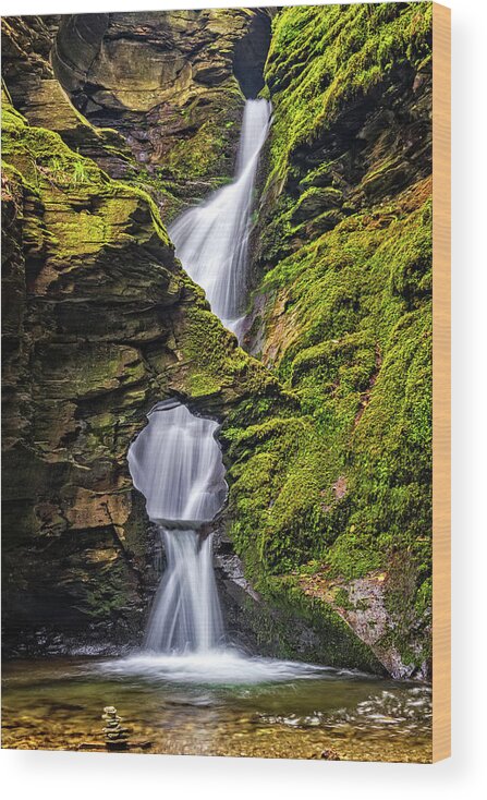 Britain Wood Print featuring the photograph St Nectan's Kieve waterfall, Cornwall by David Ross