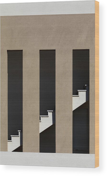 Abstract Wood Print featuring the photograph Staircase by Azriel Yakubovitch