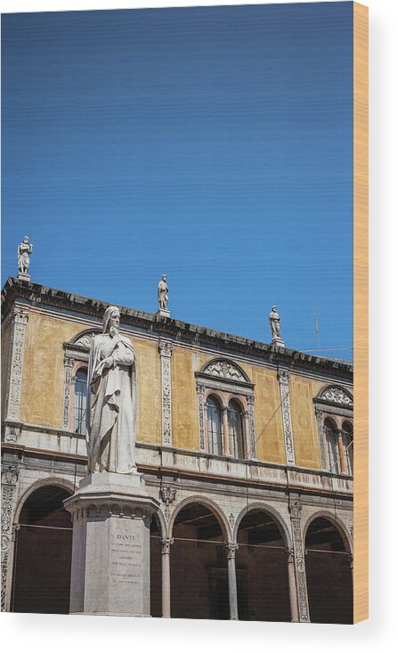 Arch Wood Print featuring the photograph Statue Of Dante Alighieri In Piazza Dei by Deimagine