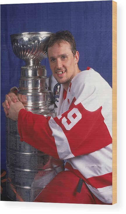 Playoffs Wood Print featuring the photograph Steve Yzerman Of The Red Wings by B Bennett