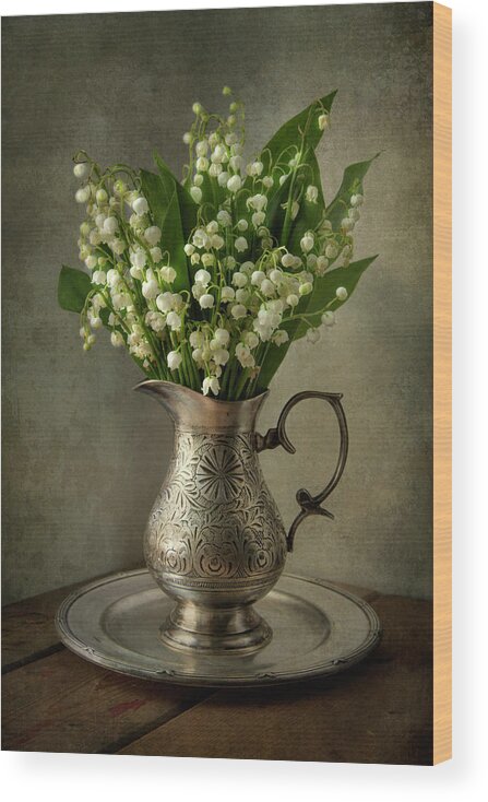 Lily Of The Valley Wood Print featuring the photograph Still life with lily of the valley by Jaroslaw Blaminsky